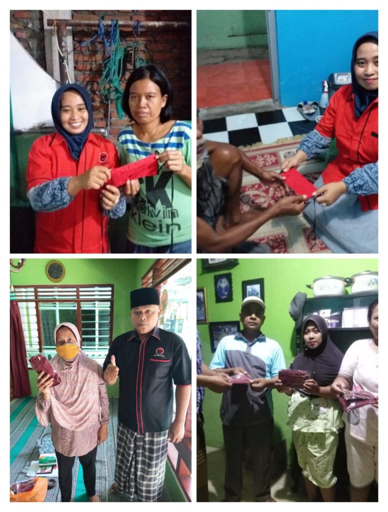 Dor to dor ke Rumah Masyarakat, PAC PDIP Kamal Kab Bangkalan Berikan Masker