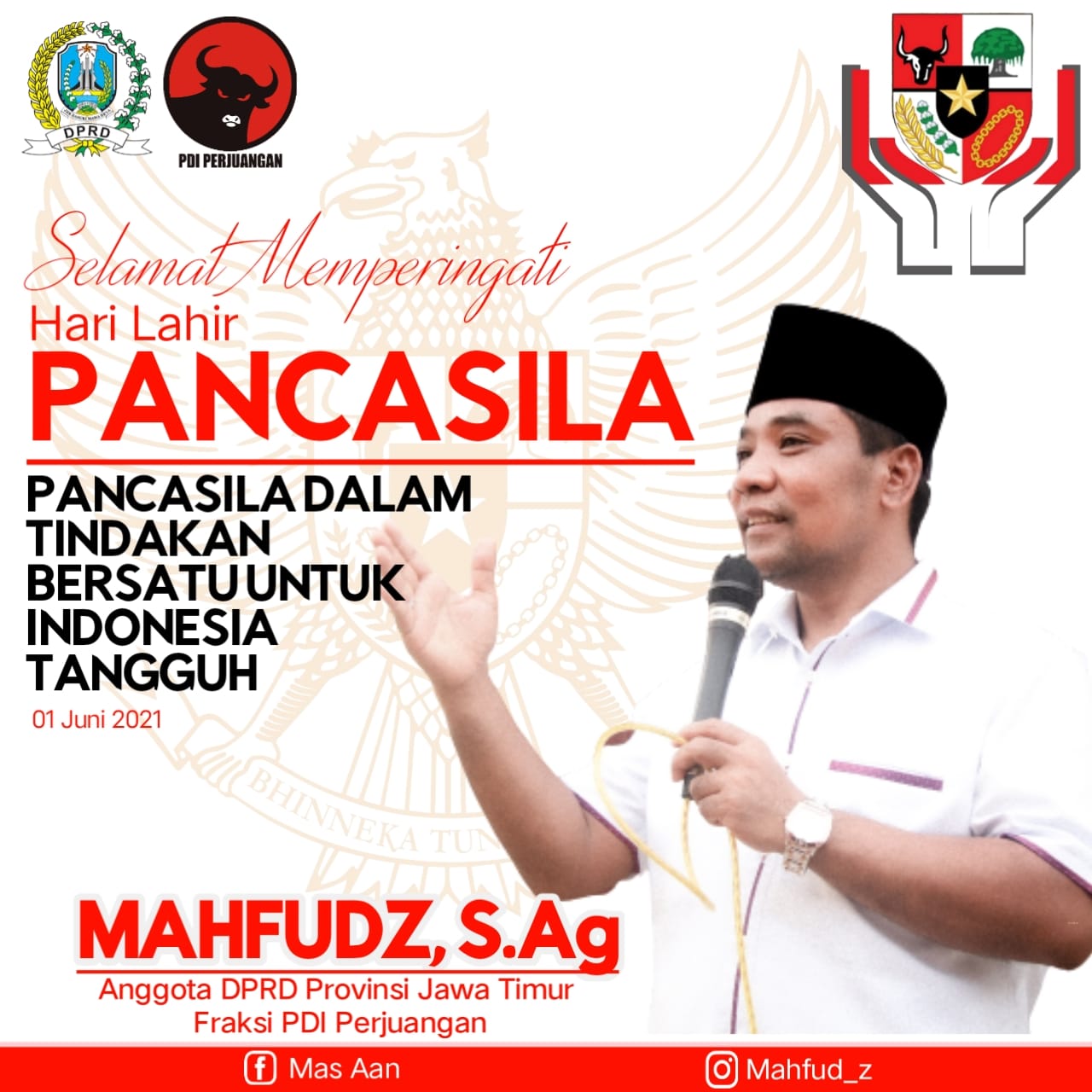 Hari lahir Pancasila. Mahfud S.Ag : Gotong Royong Sebagai Solusi Melawan Pandemi
