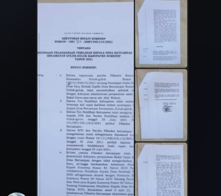 Waduh, Mendekati Hari Pencoblosan, Bupati Sumenep Tiba-tiba Menunnda Pilkades Batuampar