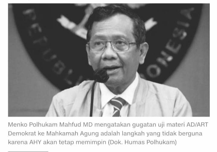 Mahfud Soal Demokrat Moeldoko: Gugatan Yusril Enggak Berguna
