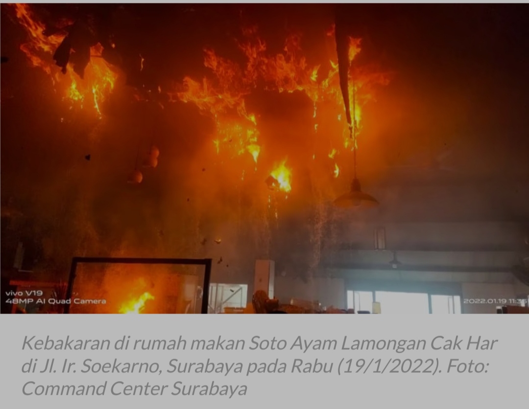 Kronologi Kebakaran Soto Cak Har: Bermula Dari Percikan Api di Bengkel Las