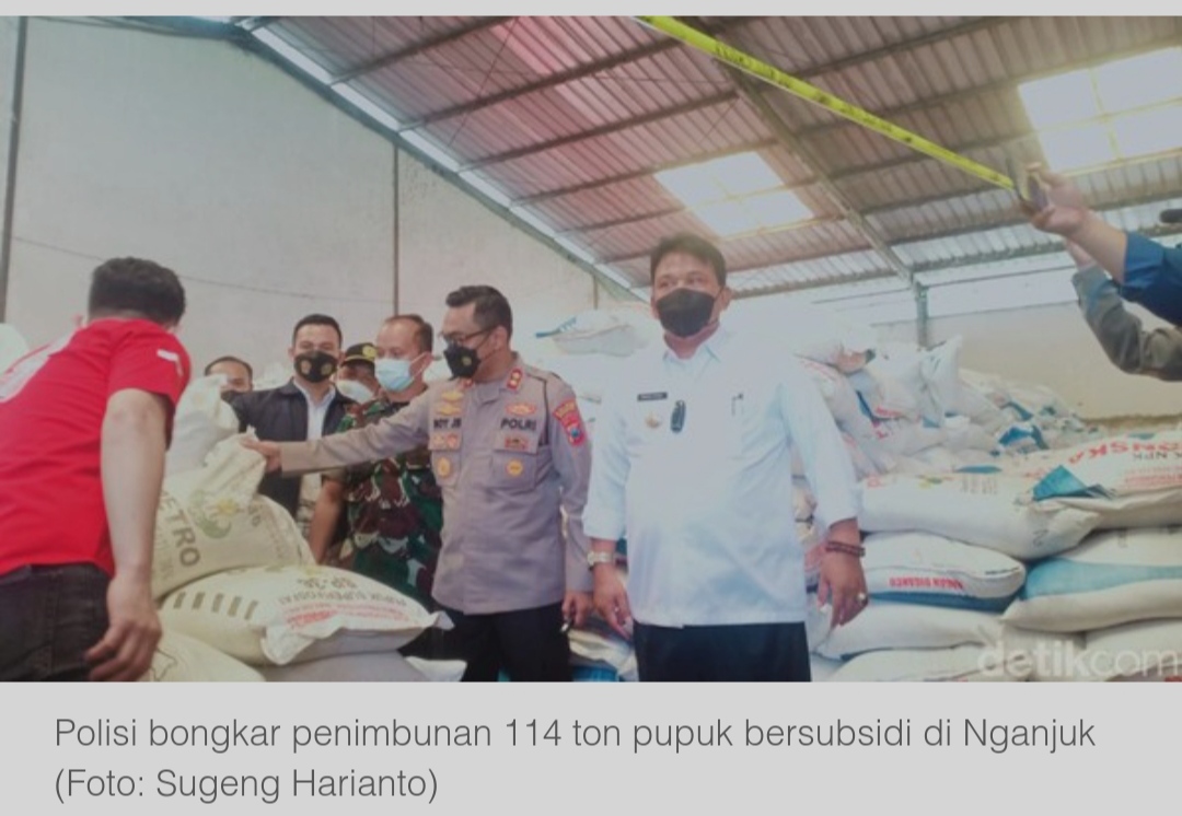 Penimbunan 140 Ton Pupuk di Nganjuk Terbongkar