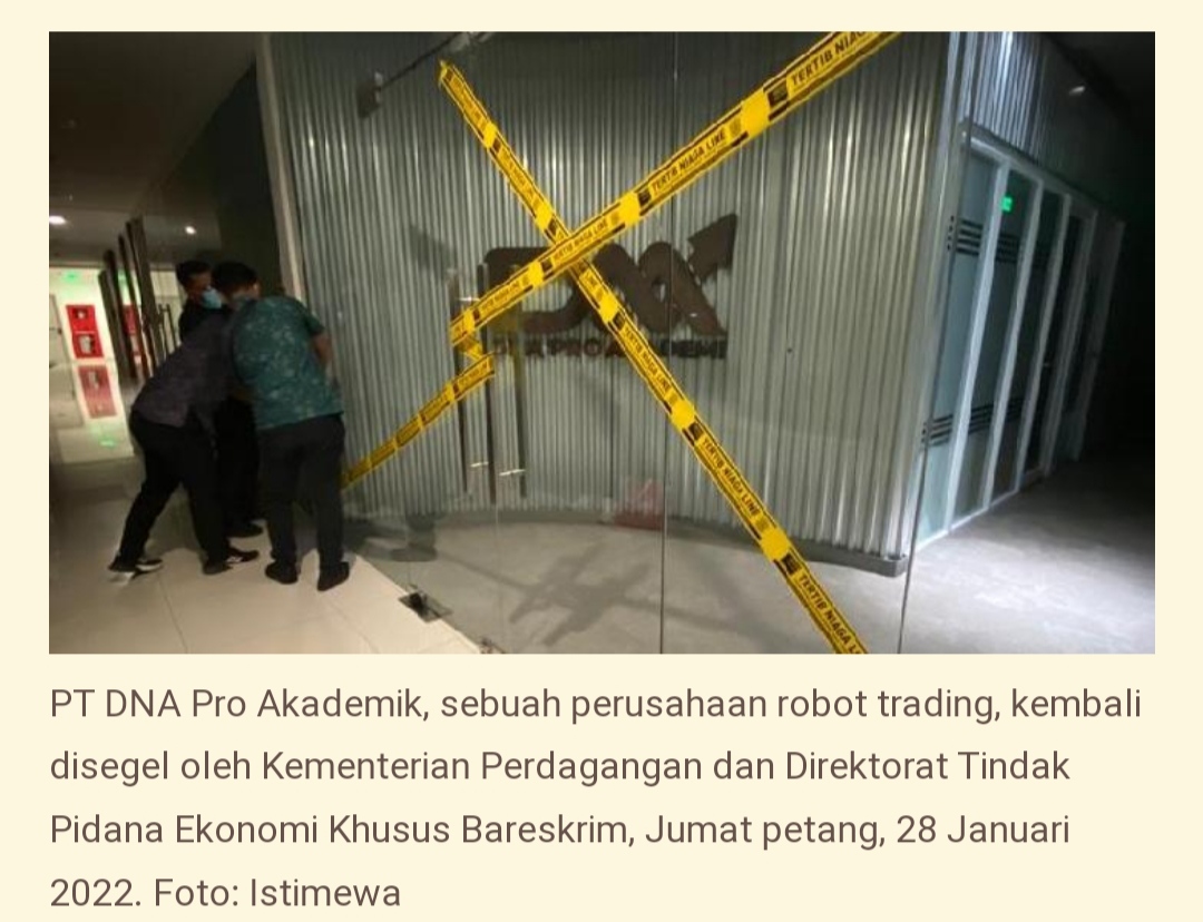 Pemerintah Segel Perusahaan Robot Trading Berkedok MLM