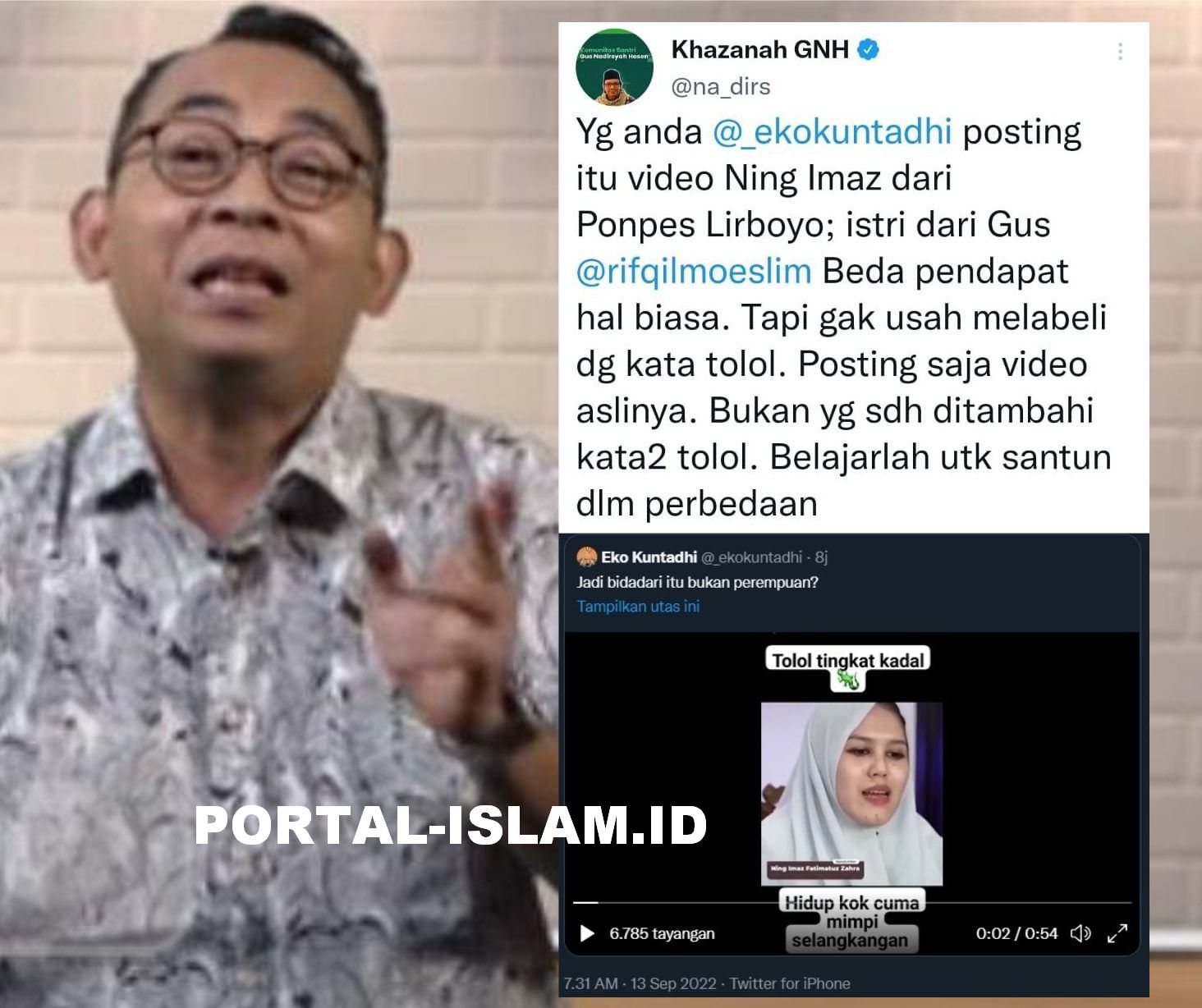 Kronologi Pegiat Medsos Eko Kuntadhi Diduga Hina Ning Imaz Lirboyo